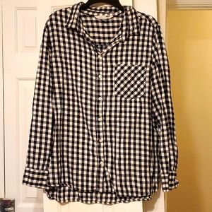 OLD NAVY Classic Flannel Shirt in Black and White Small Plaid Size XL